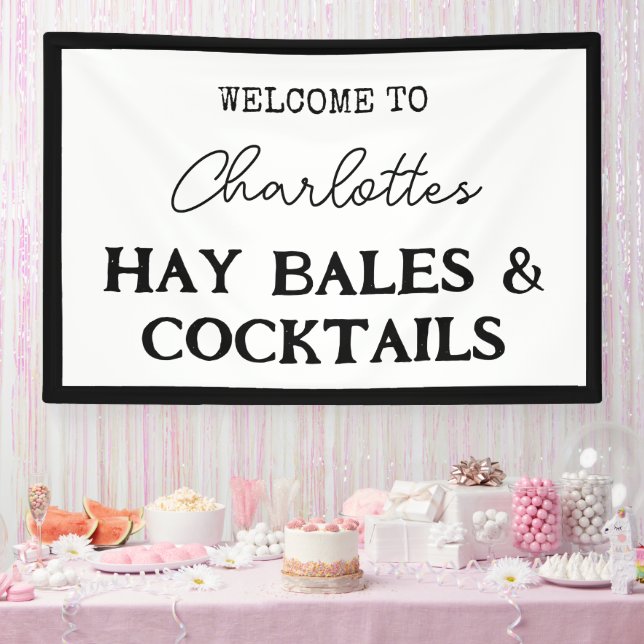 Hay Bales und Cocktails Junggeselinnen-Abschied Ba Banner (Party)