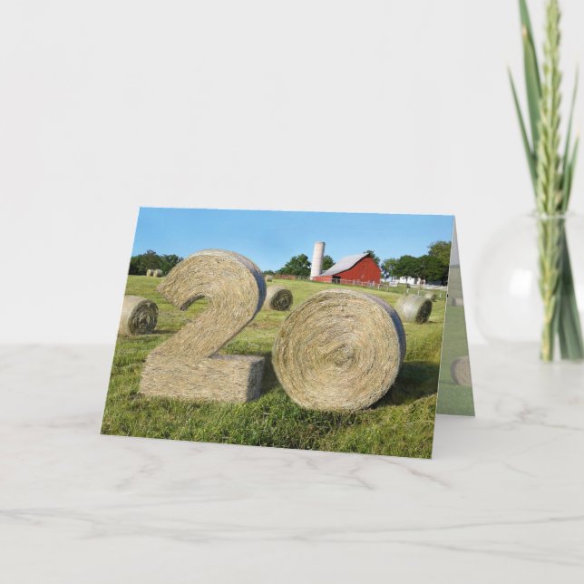 "Hay ! Bonne 20ème !" Carte de voeux avec Hay Bale (Devant)