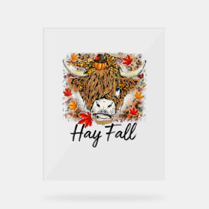 Hay Fall Highland Cow Leopard Erntedank Heifer Acrylschild