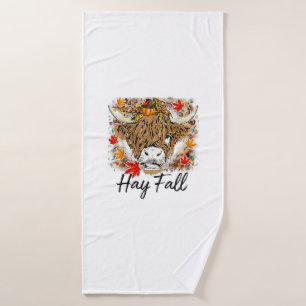 Hay Fall Highland Cow Leopard Erntedank Heifer Badehandtuch