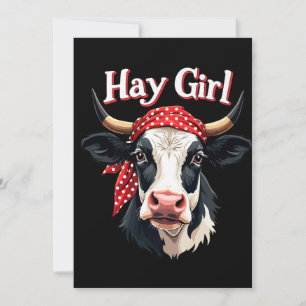 Hay Girl Bauer Funny Cattle Cow Farm Liebhaber Einladung