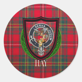 Hay Scottish Clan Tartan & Crest Runder Aufkleber
