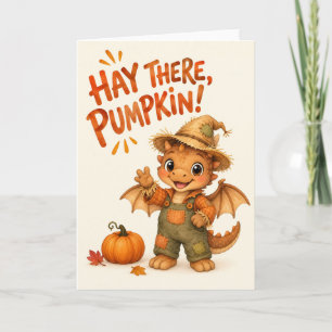 Hay There Kürbis! Vogelscheuchen-Drache Halloween Karte