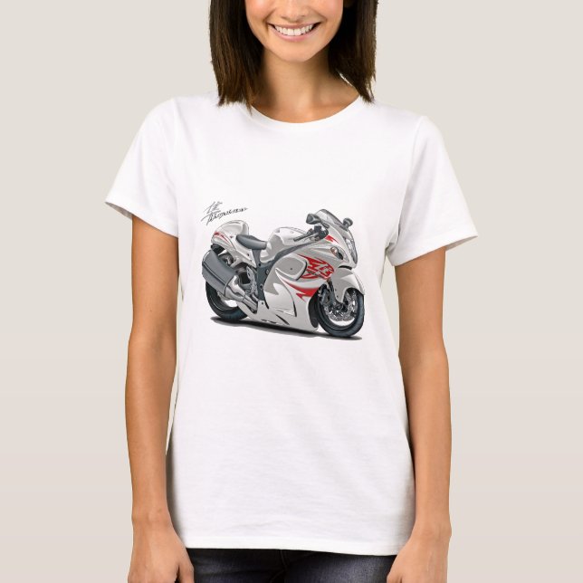 Hayabusa Weiß-Rotes Fahrrad T-Shirt (Vorderseite)