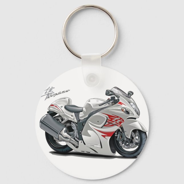 Hayabusa White-Red Bike Schlüsselanhänger (Vorderseite)