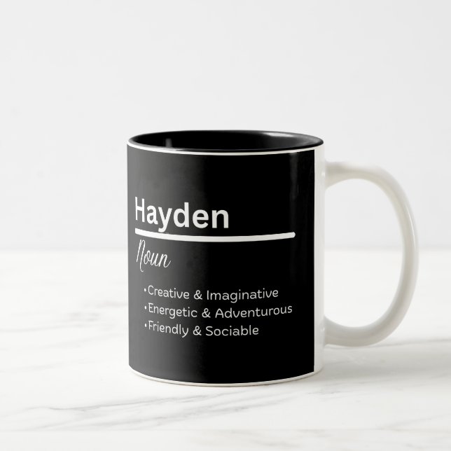 Hayden Boy Name Definition Personalized Mug Zweifarbige Tasse (Rechts)