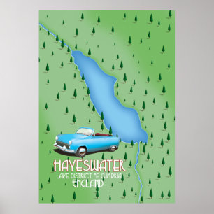 Hayeswater Lake District Karte Reiseplakat Poster