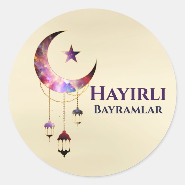 Hayirli Bayramlar - Eid Mubarak - Happy Eid Runder Aufkleber (Vorderseite)