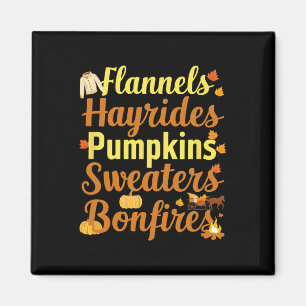 Hayrides Flannel Bonfire Sweaters fallen Halloween Magnet
