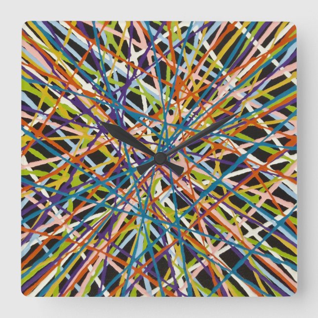 Haystack in der schwarzen Wand Quadratische Wanduhr (Vorderseite)
