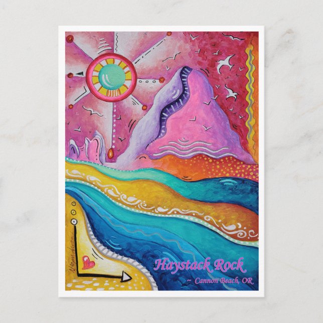 Haystack Rock Cannon Beach OU Travel Art Carte pos (Devant)