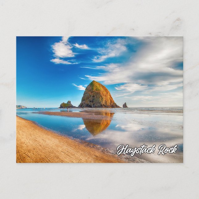 Haystack Rock, Küste von Oregon, Vereinigte Staate Postkarte (Vorderseite)