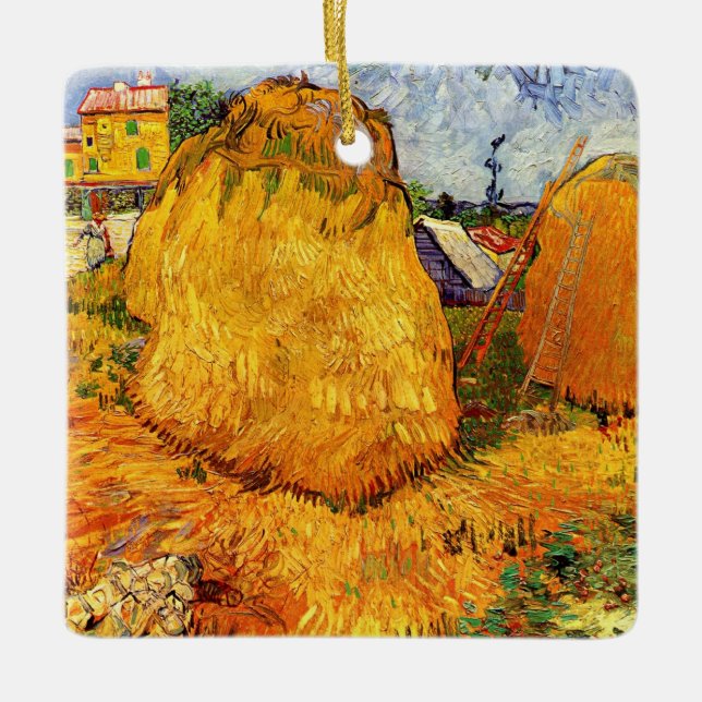 Haystacks in der Provence von Vincent van Gogh Keramikornament (Vorderseite)