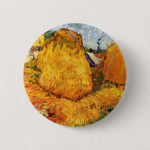 Haystacks in Provence by Vincent van Gogh Button