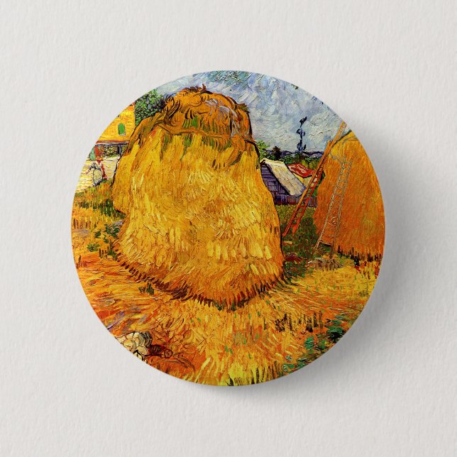 Haystacks in Provence by Vincent van Gogh Button (Vorderseite)