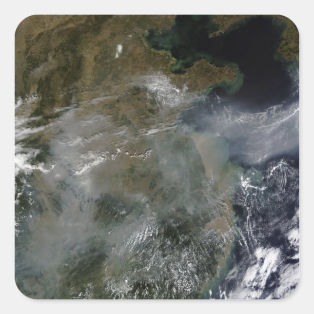 Haze über die China Schlicht Quadratischer Aufkleber (Vorderseite)
