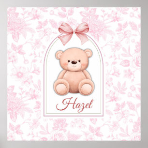 Hazel   Benutzerdefiniertes rosa Teddy-Bär-Kinderz Poster