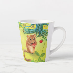 Hazel Dormouse Eating Strawberry Kleine Latte Tass Milchtasse
