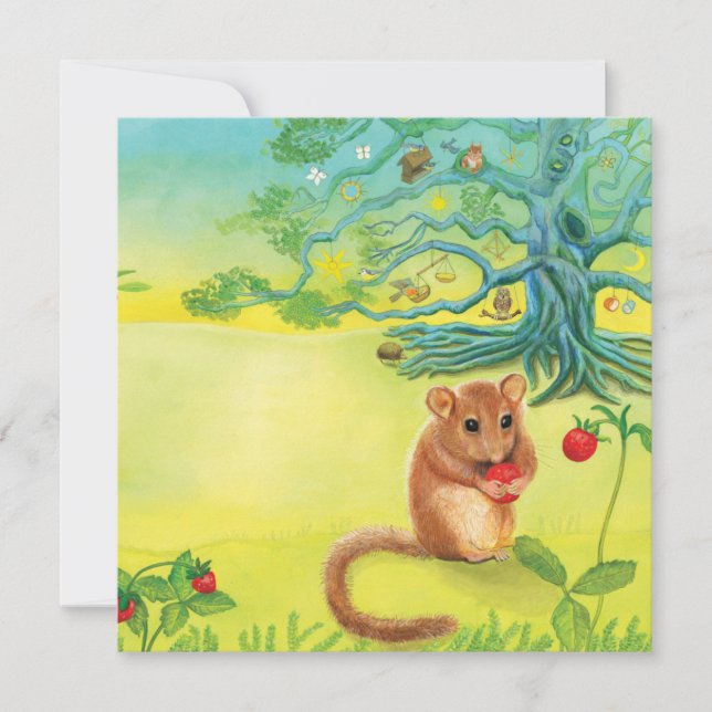 Hazel Dormouse Eating Wild Strawberry (Vorderseite)