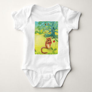 Hazel Dormouse Eating Wild Strawberry Baby Strampler