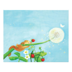 Hazel Dormouse, wilde Erdbeeren & Löwenpuff Fotodruck
