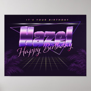 Hazelname Vorname lila retro Geburtstag Poster
