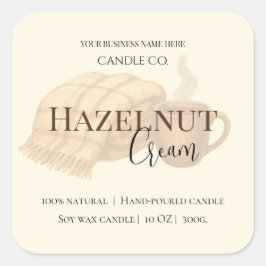 Hazelnut Cream | Cozy Neutral Soy Candle Label Quadratischer Aufkleber