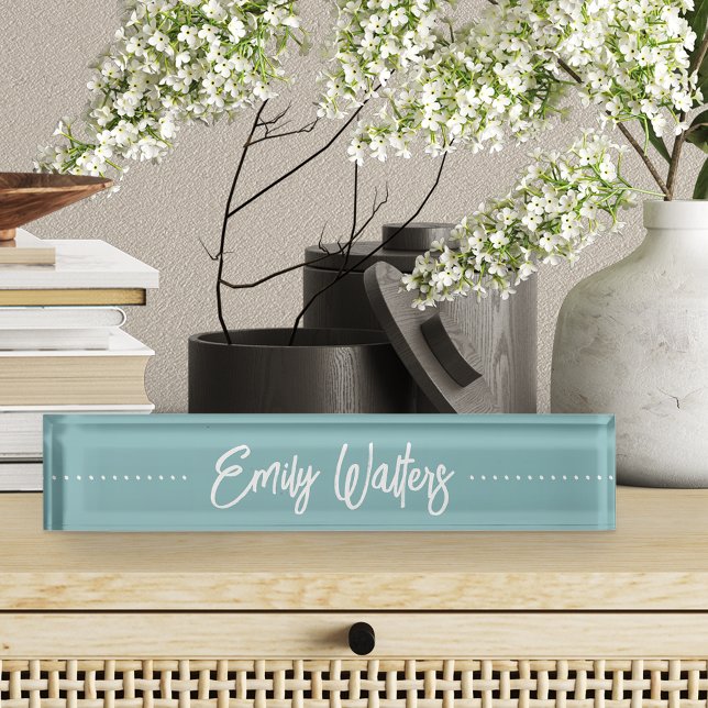 Hazy Aqua Sketched Cursive Script Namensplakette (Von Creator hochgeladen)