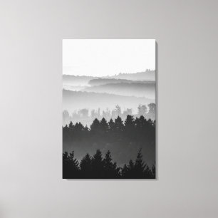 Hazy Forest Hills Schwarz-Weiß Landschaft Foto Leinwanddruck
