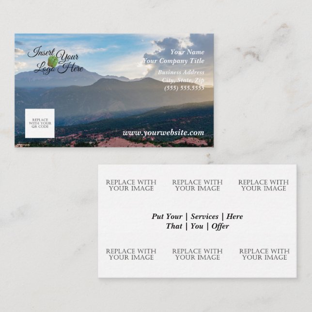 Hazy Pikes Peak Sunset Business Card Visitenkarte (Vorne/Hinten)