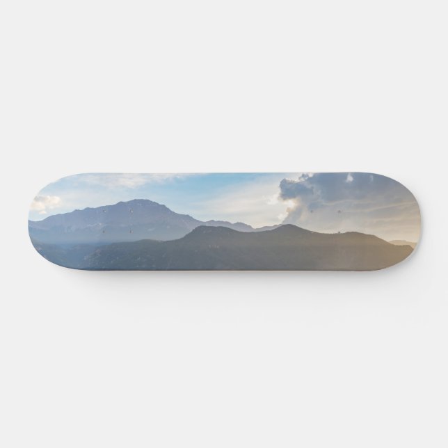 Hazy Pikes Peak Sunset Skateboard (Horizontal)
