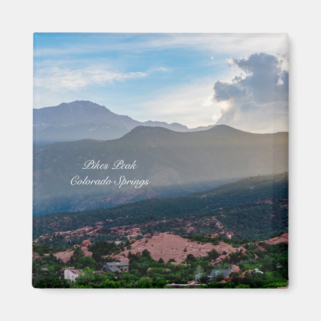 Hazy Pikes Peak Sunset Square Magnet (Vorne)