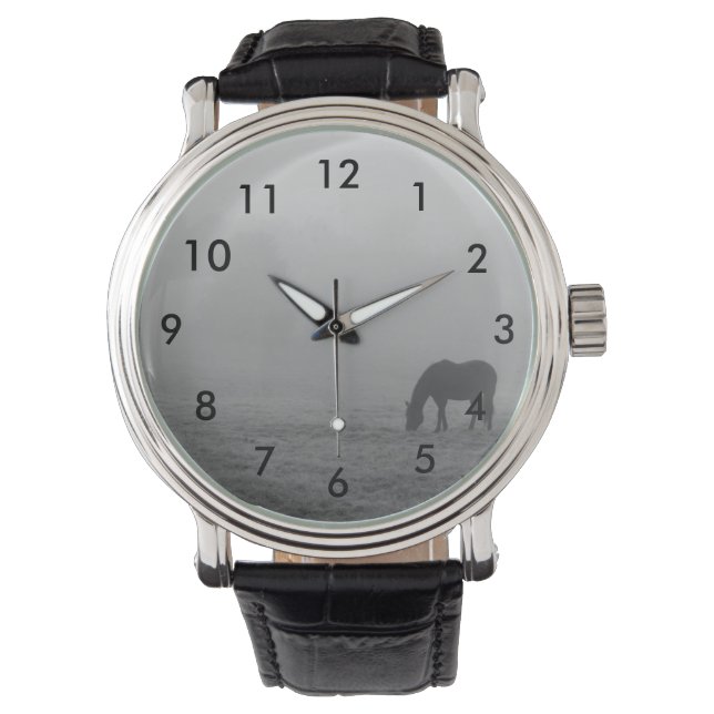 Hazzy Grazing Grayscale Armbanduhr (Vorderseite)