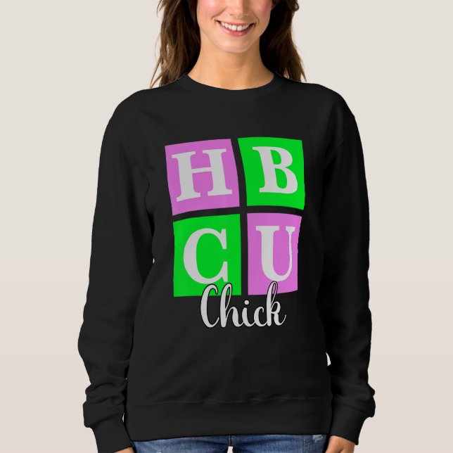 HBCU Chick Pink and Green Blocks Love Sweatshirt (Vorderseite)
