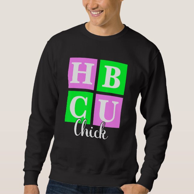 HBCU Chick Pink and Green Blocks Love Sweatshirt (Vorderseite)