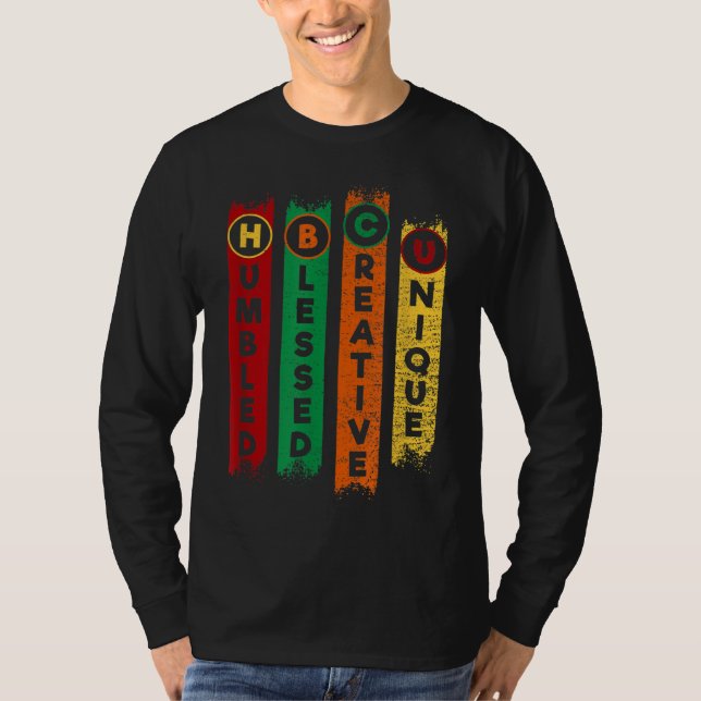 HBCU gedemütigt gesegnete, einzigartige schwarze U T-Shirt (Vorderseite)