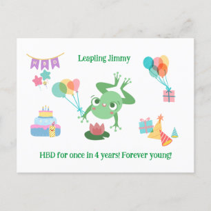 HBD Frosch Seerosenblatt Torten Ballons Hüte Desig Postkarte
