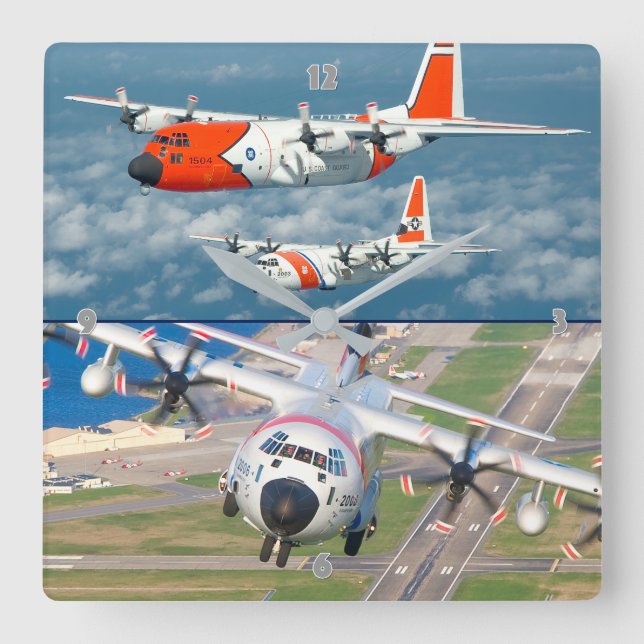 HC-130 HERCULES QUADRATISCHE WANDUHR (Vorderseite)