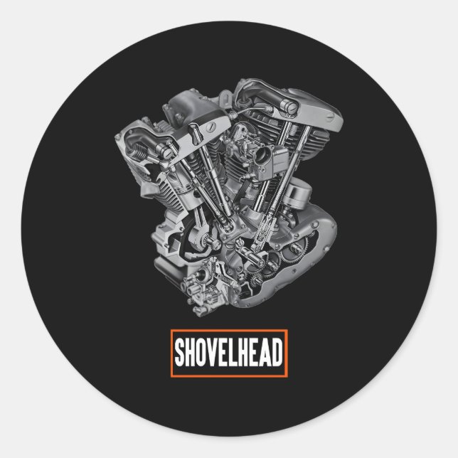 Hd Motorrad Vtwin Shovelhead Motor Biker Runder Aufkleber (Vorderseite)
