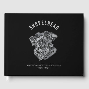 HD Motorrad Vtwin Shovelhead Motor Zeichnend Fahrr Gästebuch