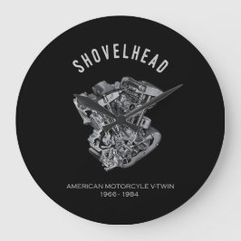 HD Motorrad Vtwin Shovelhead Motor Zeichnend Fahrr Große Wanduhr