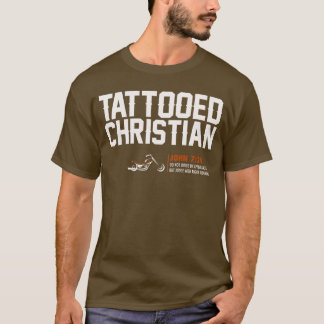 HD "tätowierter christlicher" Brown T - Shirt -