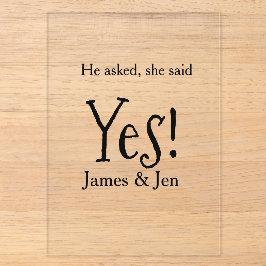He asked she said yes engagement party name simple acryleinladungen