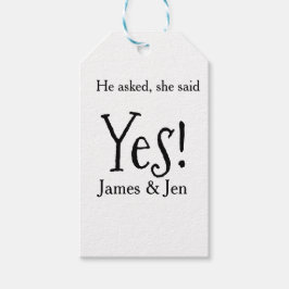 He asked she said yes engagement party name simple geschenkanhänger