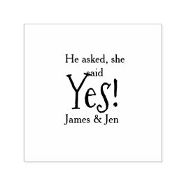 He asked she said yes engagement party name simple permastempel