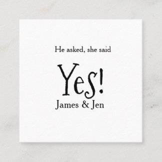 He asked she said yes engagement party name simple quadratische visitenkarte