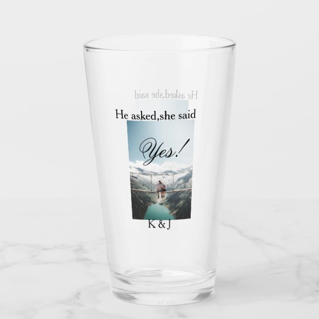 He asked she said yes engagement photo name stylis glas (Vorderseite)