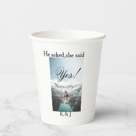 He asked she said yes engagement photo name stylis pappbecher