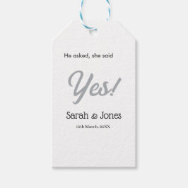 He asked she said yes engagement simple silver dat geschenkanhänger