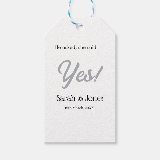 He asked she said yes engagement simple silver dat geschenkanhänger (Vorderseite)